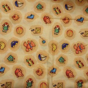 Fabric Vintage Yellow Toys So Cute 1 Yd